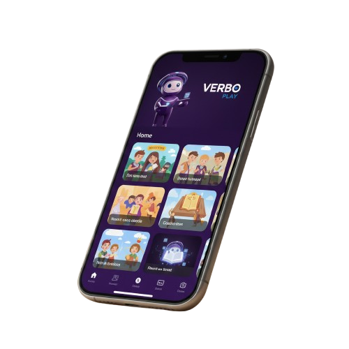 Interface do app Verbo Play em tablet